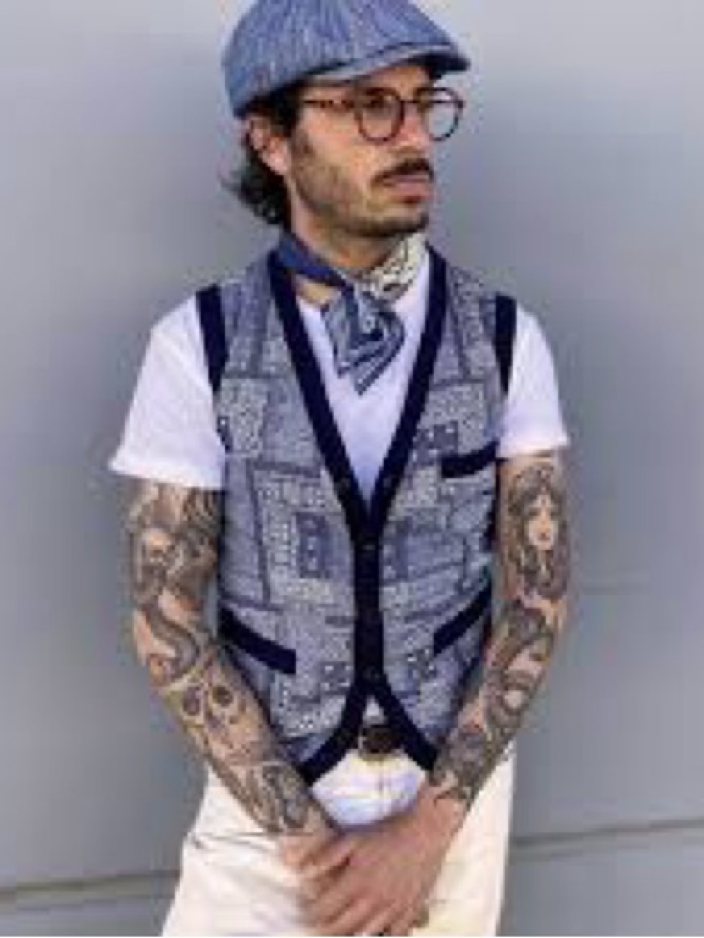 L’Egoiste blue patchwork vest